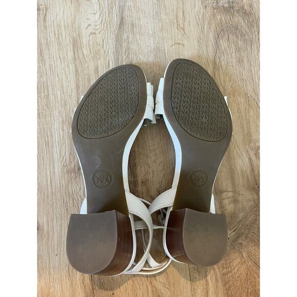 MICHAEL Michael Kors Size 6.5 Bella Ruffle Sandals Leather White Low Block Heel - Picture 4 of 5
